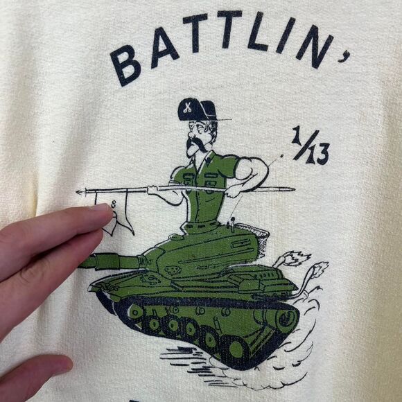 Very Rare 80s “Battlin' Bravo 1/13" Vietnam War Crewneck Sweatshirt Size XL - Picture 3 of 8